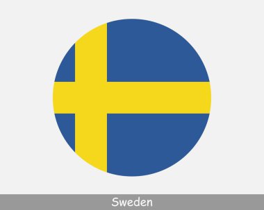 Sweden Round Circle Flag. Swedish Circular Button Banner Icon. Swede Flag EPS Vector