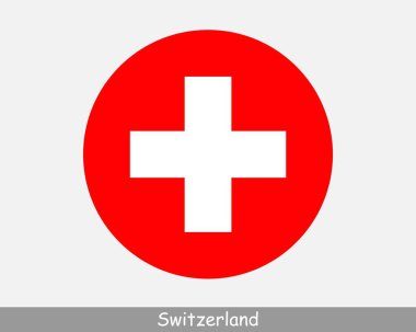 Switzerland Round Circle Flag. Swiss Circular Button Banner Icon. EPS Vector