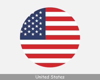 USA Round Circle Flag. United States of America Circular Button Banner Icon. American Flag EPS Vector