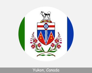 Yukon Canada Round Circle Flag. YT Canadian Territory Circular Button Banner Icon. EPS Vector