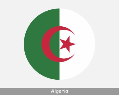 Algeria Round Circle Flag. Algerian Circular Button Banner Icon. EPS Vector