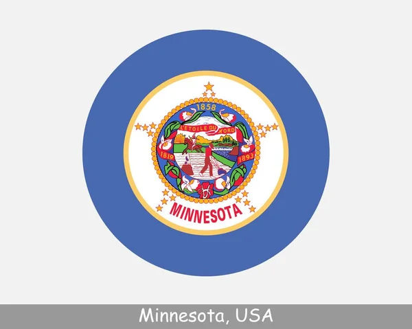 Minnesota Circle Flag Usa State Circular Button Banner Icon Minnesota — Vector de stock