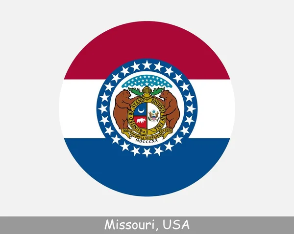 Missouri Circle Flag Usa State Circular Button Banner Icon Missouri — Stockový vektor