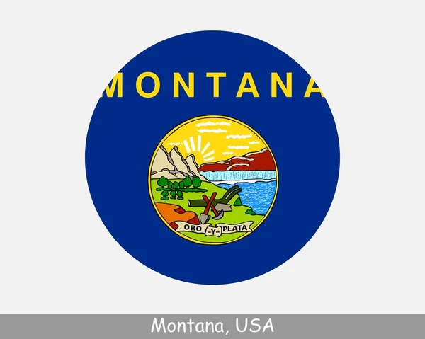 Montana Circle Flag Usa State Circular Button Banner Icon Montana — Vector de stock