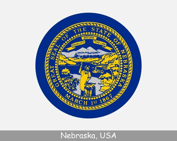 Nebraska Circle Flag Usa State Circular Button Banner Icon Nebraska — Vector de stock