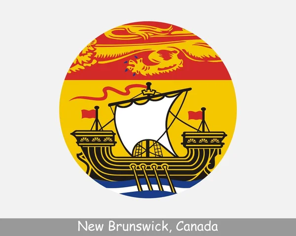 New Brunswick Canada Round Circle Flag. NB Canadian Province Circular Button Banner Icon. EPS Vector