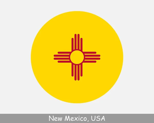 New Mexico Round Circle Flag. NM USA State Circular Button Banner Icon. New Mexico United States of America State Flag. Land of Enchantment EPS Vector