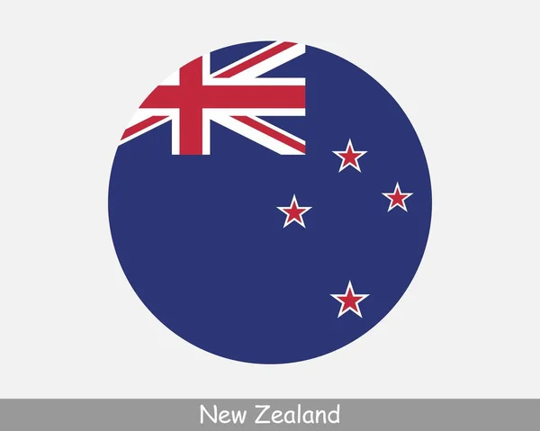 New Zealand Circle Flag Kiwi Circular Button Banner Icon Eps — Stok Vektör