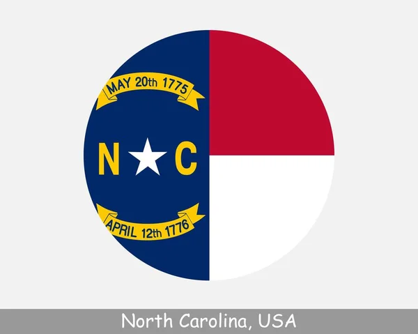 North Carolina Runde Kreisfahne Usa Zustand Rundschaltfläche Banner Symbol North — Stockvektor