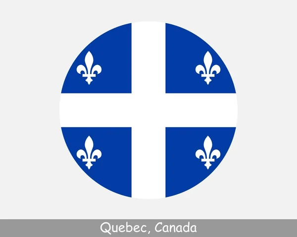 Quebec Canada Runde Kreisfahne Kanadische Provinz Kreisförmige Schaltfläche Banner Symbol — Stockvektor