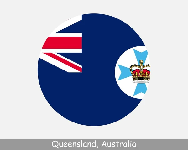 Queensland Australia Circle Flag Qld Australian State Circular Button Banner — Stok Vektör
