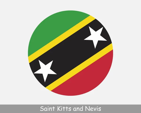 Saint Kitts Nevis Circle Flag Kittitian Nevisian Circular Button Banner — Vector de stock