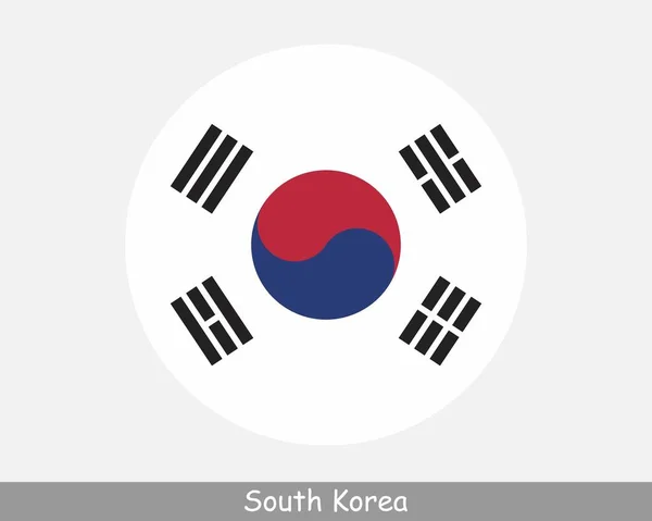 Südkoreas Runde Kreisfahne Koreanische Runde Taste Banner Symbol Eps Vektor — Stockvektor