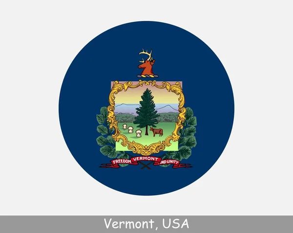 Vermont Circle Flag Usa State Circular Button Banner Icon Vermont — Vettoriale Stock