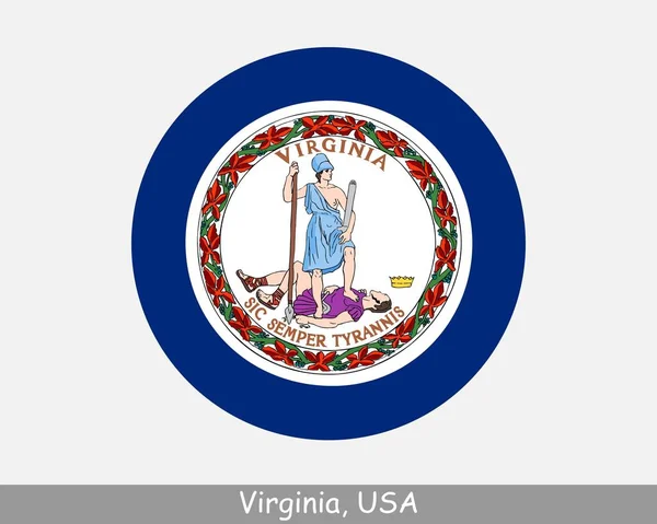 Virginia Circle Flag Usa State Circular Button Banner Icon Virginia — Vettoriale Stock