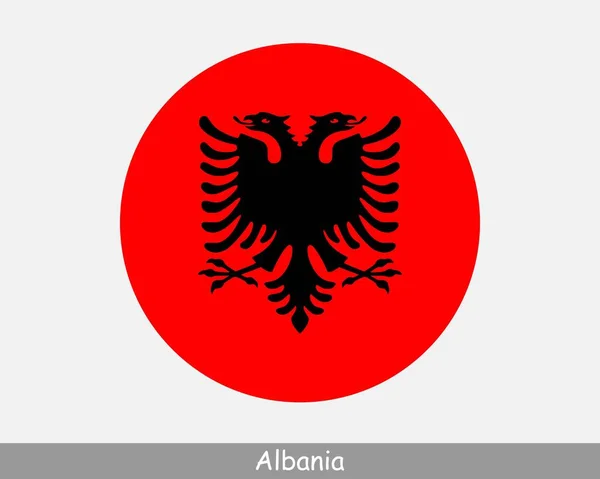 Albanien Runde Kreisfahne Albanischen Runden Knopf Banner Symbol Eps Vektor — Stockvektor