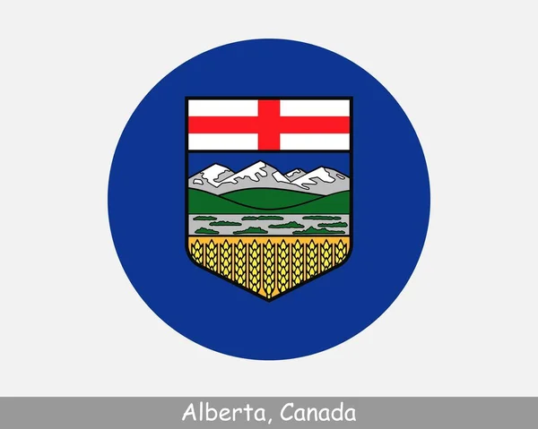Alberta Canada Circle Flag Canadian Province Circular Button Banner Icon — Vetor de Stock