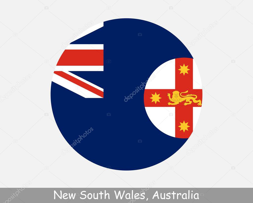 New South Wales Australia Round Circle Flag. NSW Australian State Circular Button Banner Icon. EPS Vector