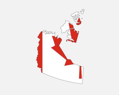 Northwest Territories Map on Canadian Flag. NT, CA Territory Map on Canada Flag. EPS Vector Graphic Clipart Icon