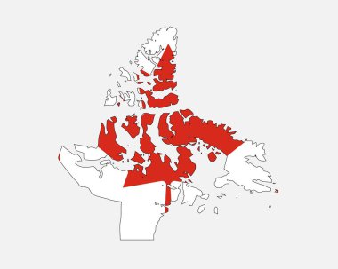 Nunavut Map on Canadian Flag. NU, CA Territory Map on Canada Flag. EPS Vector Graphic Clipart Icon