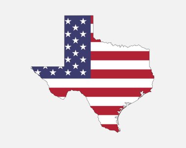 Texas Map on American Flag. TX, USA State Map on US Flag. EPS Vector Graphic Clipart Icon