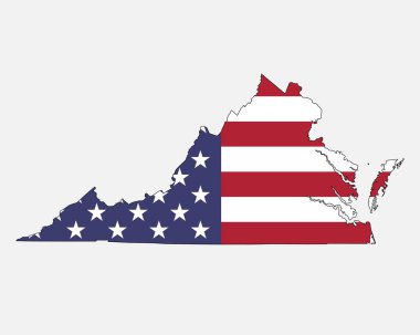 Virginia Map on American Flag. VA, USA State Map on US Flag. EPS Vector Graphic Clipart Icon