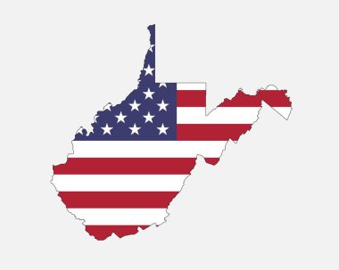 West Virginia Map on American Flag. WV, USA State Map on US Flag. EPS Vector Graphic Clipart Icon