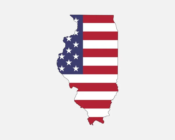 Illinois Map American Flag Usa State Map Flag Eps Vector — Wektor stockowy
