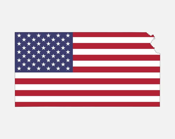 Kansas Map American Flag Usa State Map Flag Eps Vector —  Vetores de Stock