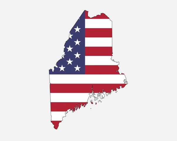 Maine Karte Auf Amerikanischer Flagge Usa State Map Auf Uns — Stockvektor