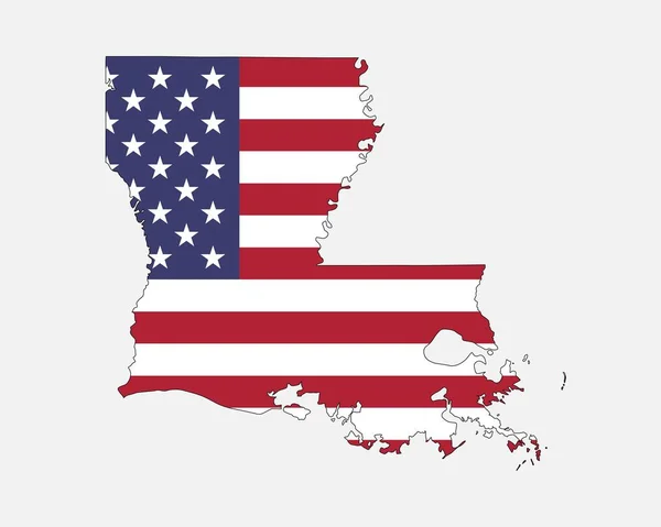 Louisiana Map American Flag Usa State Map Flag Eps Vector — Stock Vector
