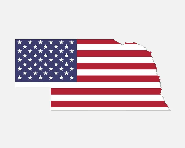 Nebraska Map American Flag Usa State Map Flag Eps Vector — Vector de stock