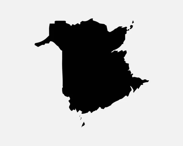 New Brunswick Canada Map Black Silhouette Canadian Province Shape Geography — Stock vektor