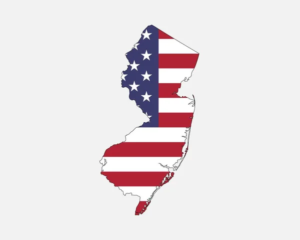 New Jersey Map American Flag Usa State Map Flag Eps — Image vectorielle