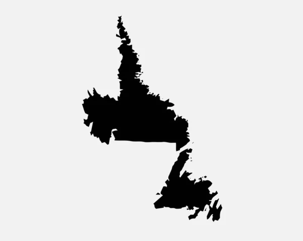 纽芬兰和拉布拉多加拿大地图黑色轮廓 Canadian Province Shape Geography Atlas Border Border 被白色背景隔离的黑色地图 Eps矢量图形气候图标 — 图库矢量图片