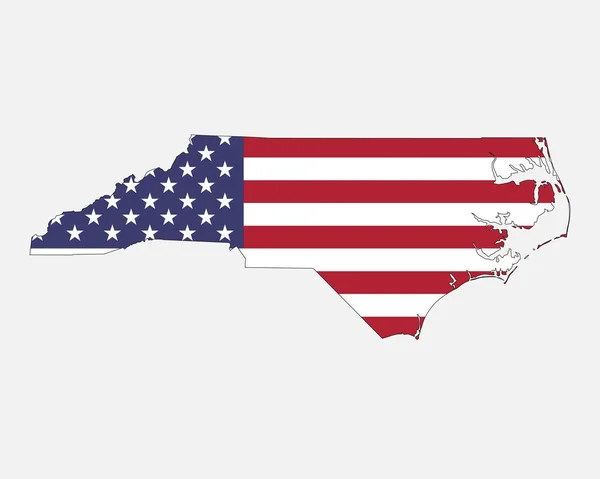 North Carolina Map American Flag Usa State Map Flag Eps — Vector de stock