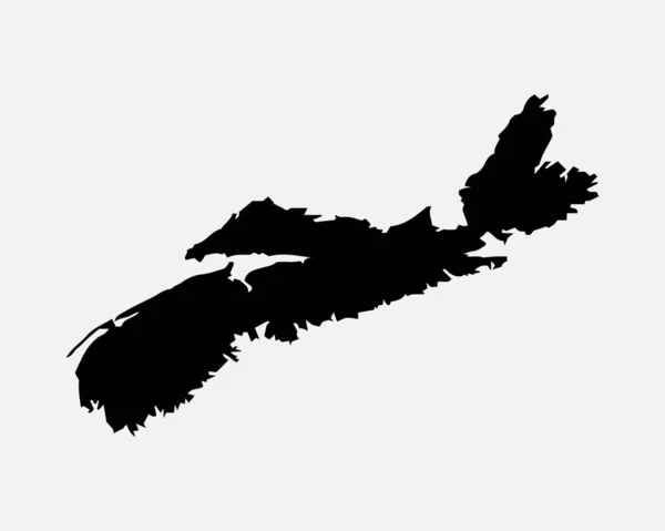 Nova Scotia Canada Map Black Silhouette Canadian Province Shape Geography — Vetor de Stock