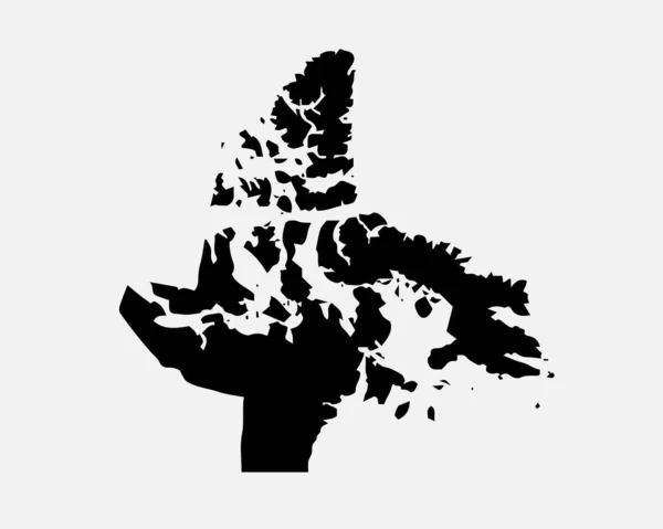 Nunavut Canada Map Black Silhouette Canadian Territory Shape Geography Atlas — Stok Vektör