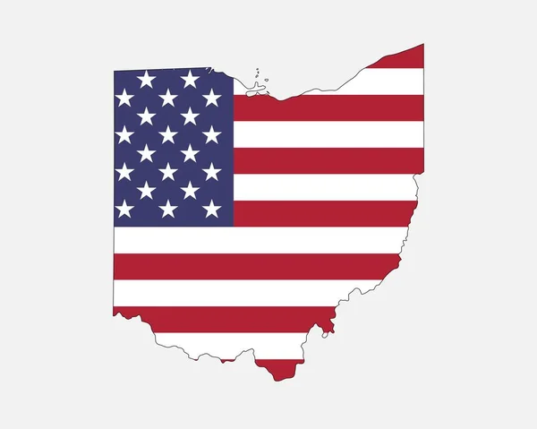 Ohio Map American Flag Usa State Map Flag Eps Vector — Image vectorielle
