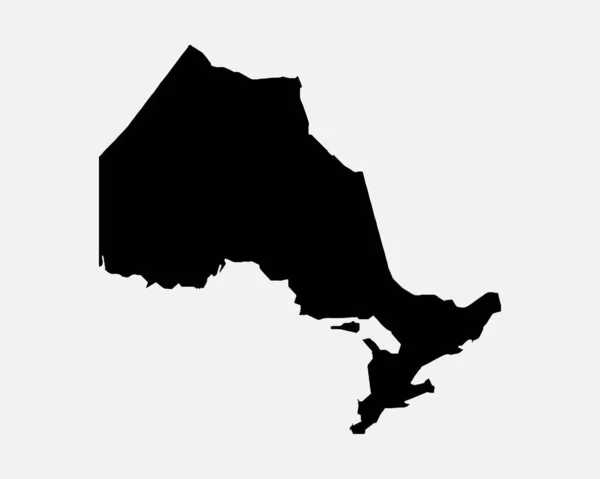 Ontario Canada Map Black Silhouette. ON, Canadian Province Shape Geography Atlas Border Boundary. Black Map Isolated on a White Background. EPS Vector Graphic Clipart Icon
