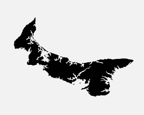 Prince Edward Island Canada Map Black Silhouette. PEI, Canadian Province Shape Geography Atlas Border Boundary. Black Map Isolated on a White Background. EPS Vector Graphic Clipart Icon