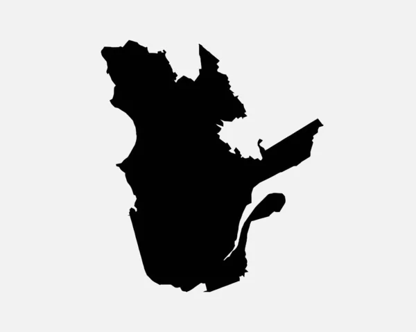 魁北克加拿大地图黑色轮廓 Canadian Province Shape Geography Atlas Border Border 被白色背景隔离的黑色地图 Eps矢量图形气候图标 — 图库矢量图片