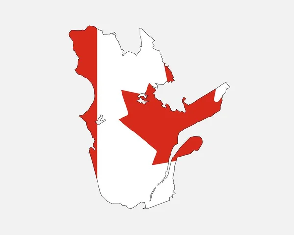 Quebec Map Canadian Flag Province Map Canada Flag Eps Vector — Stok Vektör