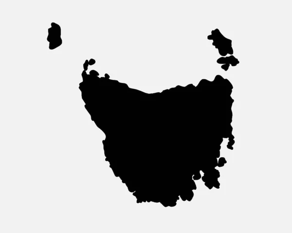 Tasmania Australia Map Black Silhouette Tas Australian State Shape Geography — Wektor stockowy