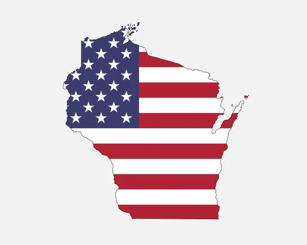 Wisconsin Karte Auf Amerikanischer Flagge Usa State Map Auf Uns — Stockvektor