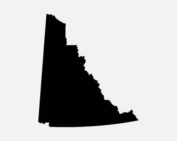 Yukon Kanada Karte Schwarze Silhouette Kanadisches Territorium Prägt Die Geographische — Stockvektor