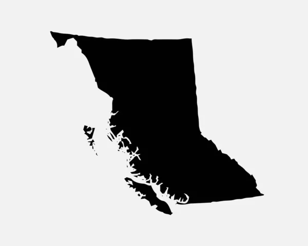 British Columbia Canada Map Black Silhouette Canadian Province Shape Geography — Διανυσματικό Αρχείο