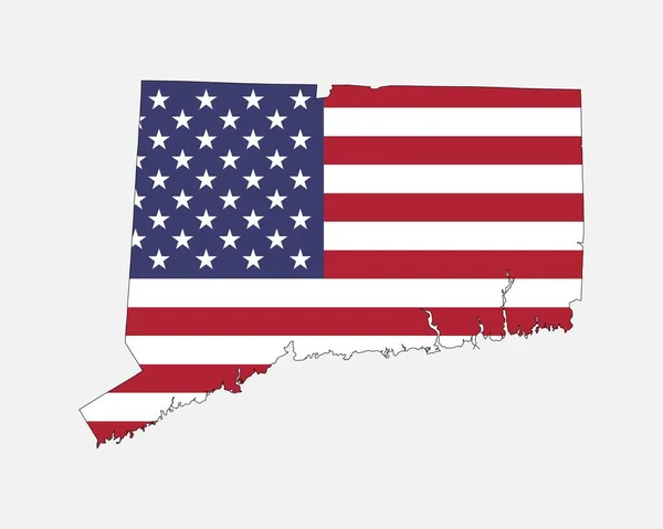 Connecticut Map American Flag Usa State Map Flag Eps Vector — Stockový vektor