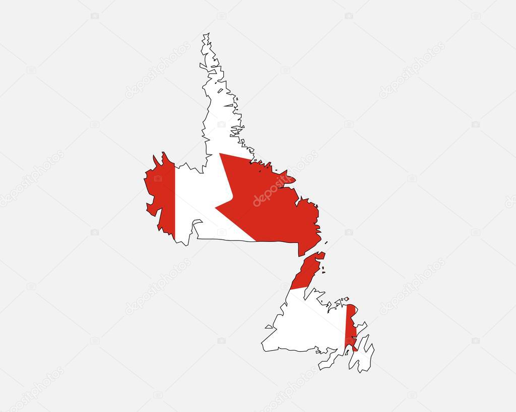 Newfoundland and Labrador Map on Canadian Flag. NL, CA Province Map on Canada Flag. EPS Vector Graphic Clipart Icon