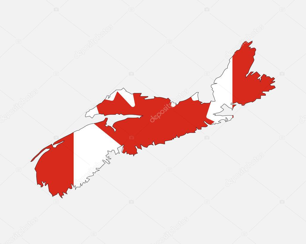 Nova Scotia Map on Canadian Flag. NS, CA Province Map on Canada Flag. EPS Vector Graphic Clipart Icon